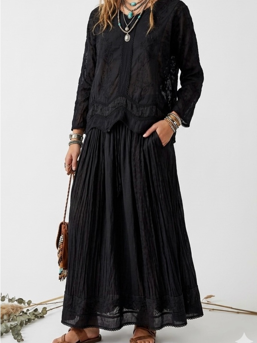 Belma  Gothic Edwardian Lace Co-ord Maxi Skirt Top Set Witchcore OS